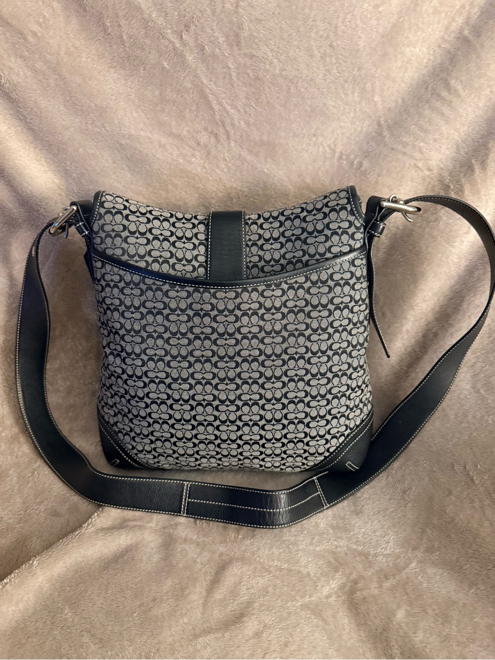 Coach Black and Gray Signature Canvas Crossbody with Buckle Trim - Picture 2 of 13